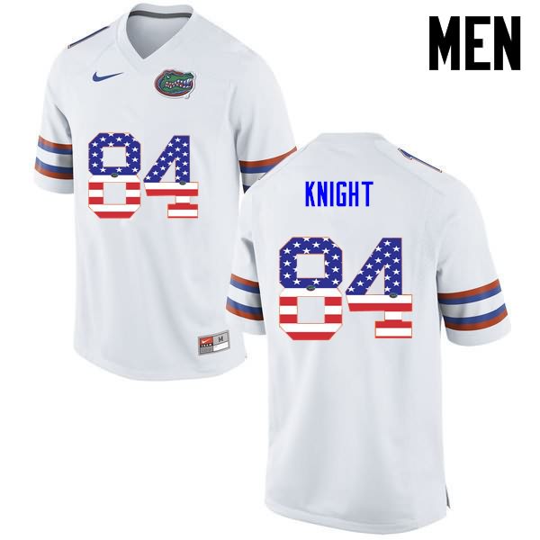 NCAA Florida Gators Camrin Knight Men's #84 USA Flag Fashion Nike White Stitched Authentic College Football Jersey OEU4364QI
